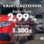 Edullinen rahoitus vaihtoautoihin korko 2,99 % + kulut!